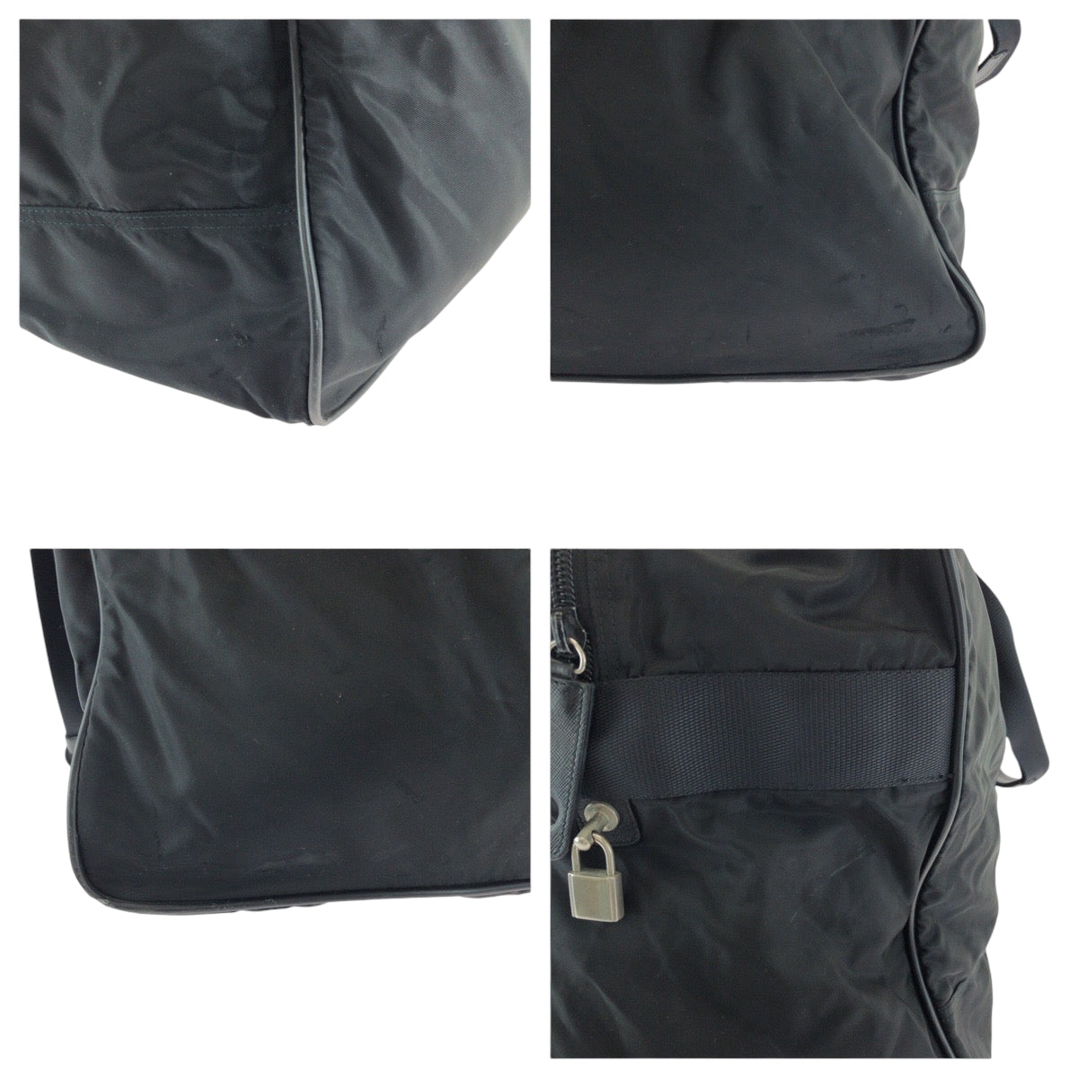 17197
PRADA プラダ テスート 三角ロゴプレート ブラック 黒 シルバー金具 ナイロン ボストンバッグ ハンドバッグ  メンズ AB42