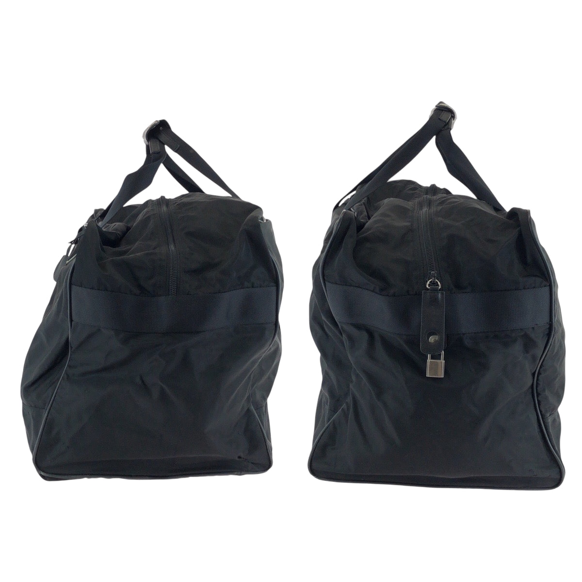 17197
PRADA プラダ テスート 三角ロゴプレート ブラック 黒 シルバー金具 ナイロン ボストンバッグ ハンドバッグ  メンズ AB42