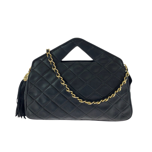 17199
CHANEL シャネル ヴィンテージ マトラッセ ココマーク フリンジ ブラック 黒 ゴールド金具 ラムスキン チェーンショルダーバッグ 肩掛け  レディース