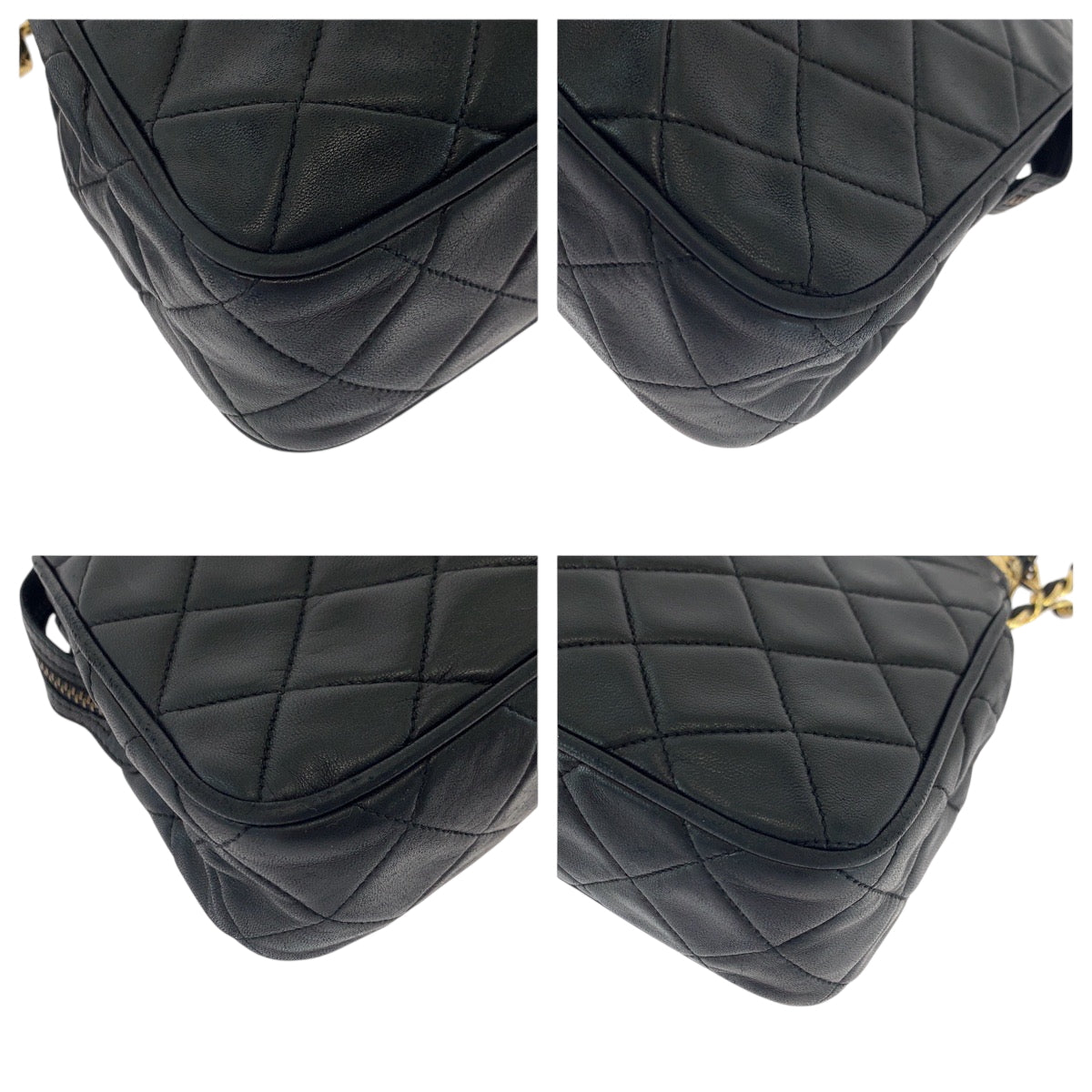 17199
CHANEL シャネル ヴィンテージ マトラッセ ココマーク フリンジ ブラック 黒 ゴールド金具 ラムスキン チェーンショルダーバッグ 肩掛け  レディース
