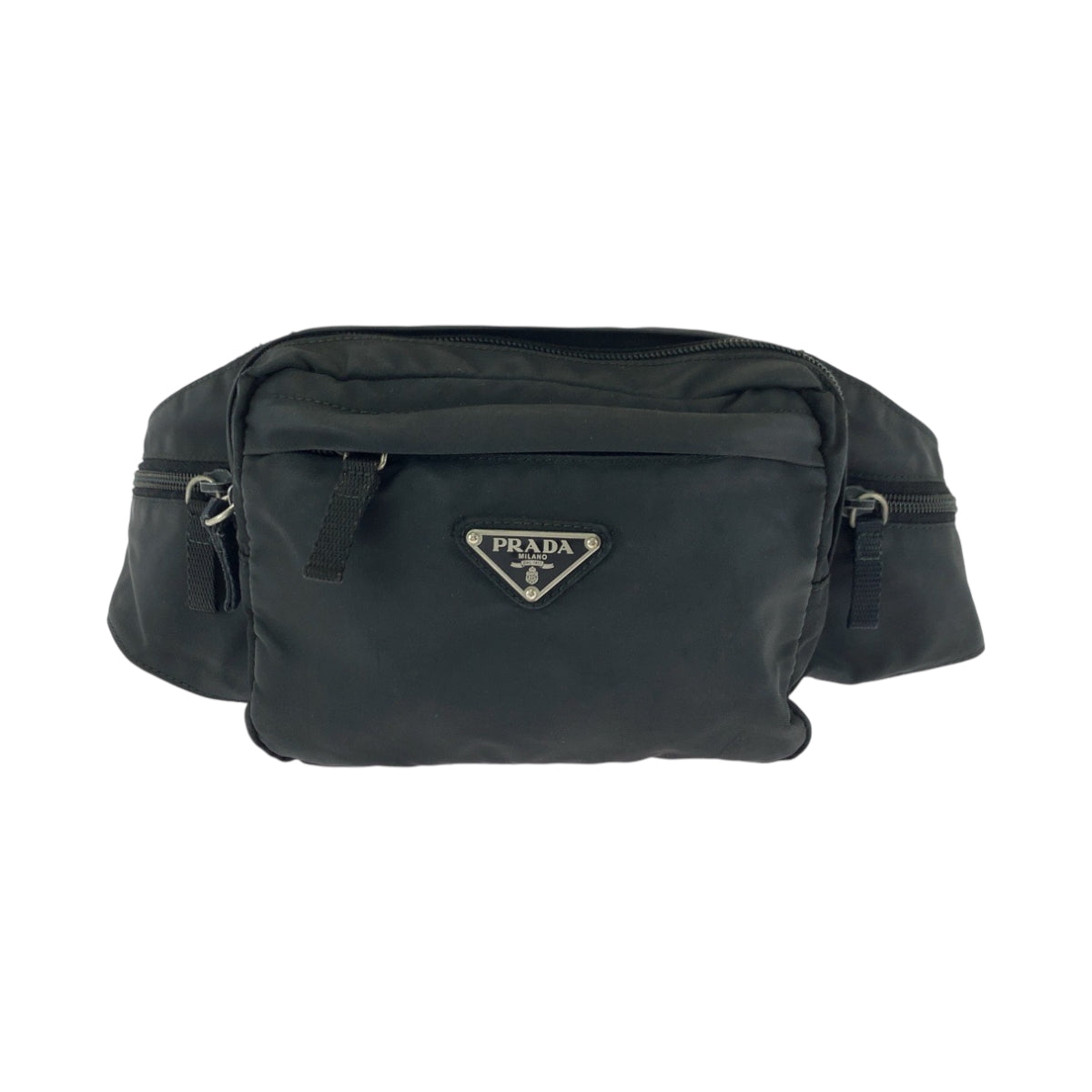 17200
PRADA プラダ テスート 三角ロゴプレート ブラック 黒 シルバー金具 ナイロン V210 ウエストバッグ バムバッグ  メンズ AB40