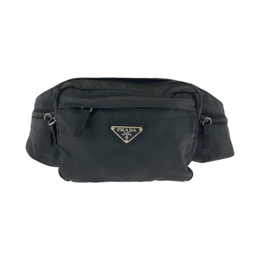 17200
PRADA プラダ テスート 三角ロゴプレート ブラック 黒 シルバー金具 ナイロン V210 ウエストバッグ バムバッグ  メンズ AB40