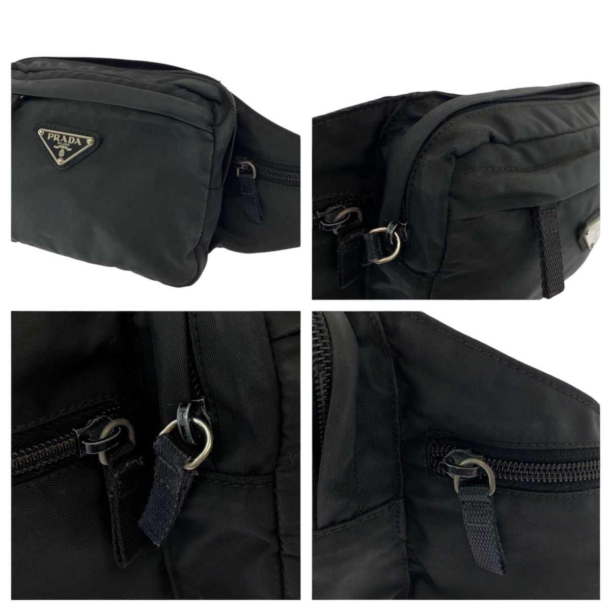 17200
PRADA プラダ テスート 三角ロゴプレート ブラック 黒 シルバー金具 ナイロン V210 ウエストバッグ バムバッグ  メンズ AB40