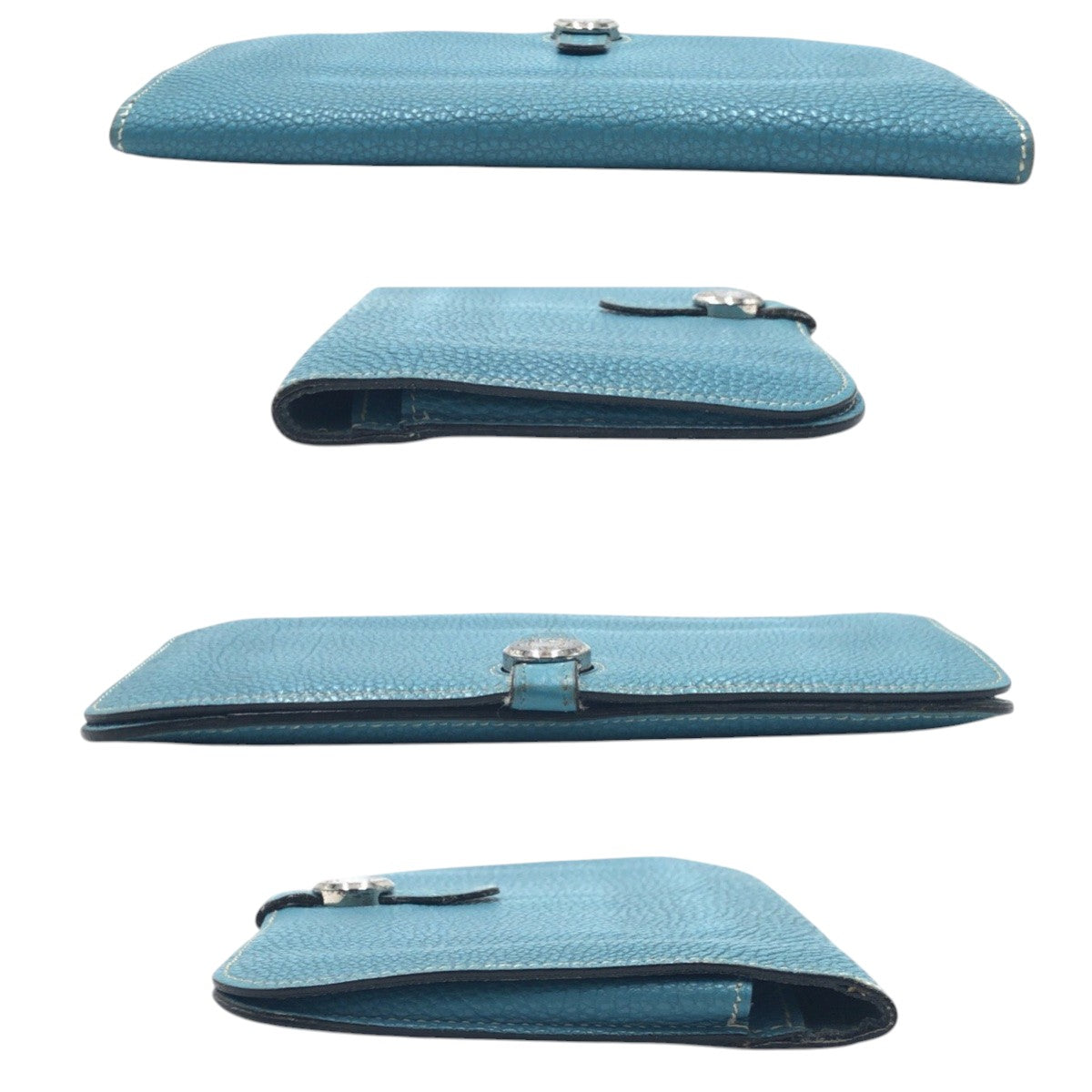 17202
HERMES エルメス ドゴンGM ブルー ライトブルー シルバー金具 トゴ 長財布 ロングウォレット 男女兼用 □H刻印 レディース AB30