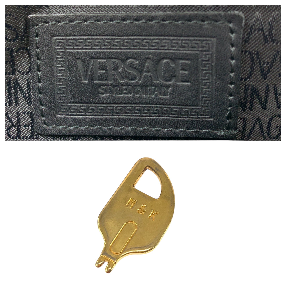 17203
VERSACE ヴェルサーチ サンバースト ブラック 黒 ゴールド金具 レザー セカンドバッグ ハンドバッグ クラッチバッグ  メンズ ABP42