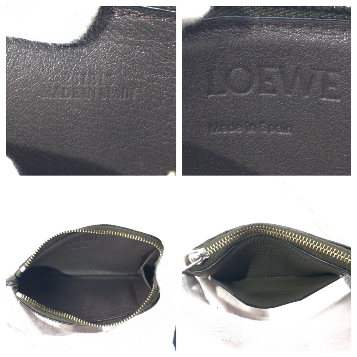 17205
LOEWE ロエベ カーキ ブラウン レザー コインケース 小銭入れ 男女兼用  レディース