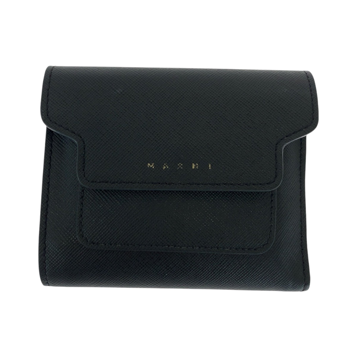 17206
MARNI マルニ サフィアーノ ブラック 黒 ゴールド金具 レザー PFMO0052U2 折財布 コンパクトウォレット  レディース AB9