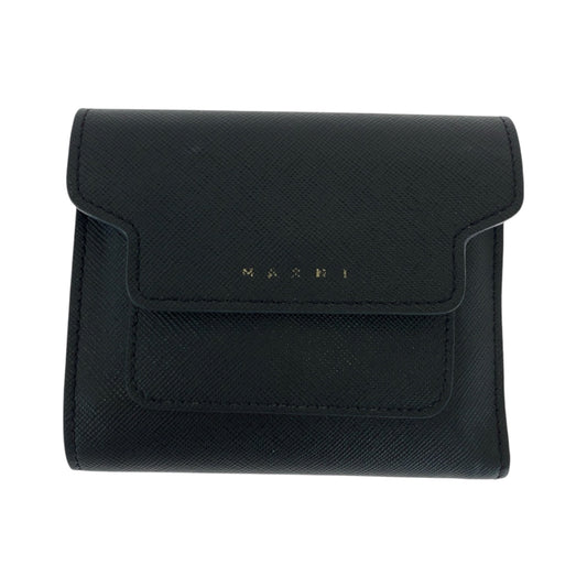 17206
MARNI マルニ サフィアーノ ブラック 黒 ゴールド金具 レザー PFMO0052U2 折財布 コンパクトウォレット  レディース AB9