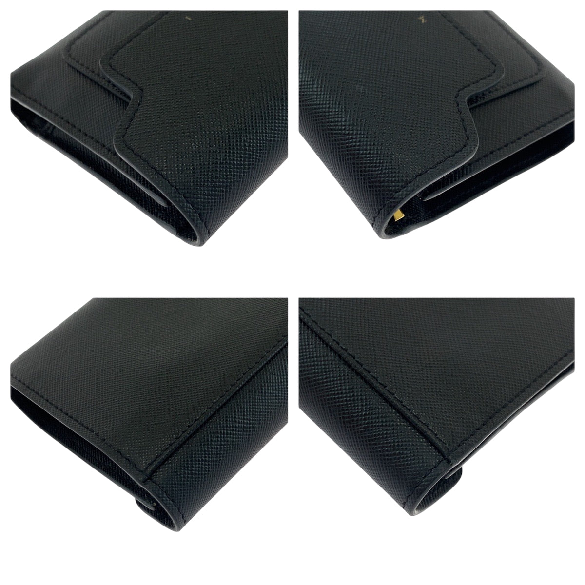 17206
MARNI マルニ サフィアーノ ブラック 黒 ゴールド金具 レザー PFMO0052U2 折財布 コンパクトウォレット  レディース AB9