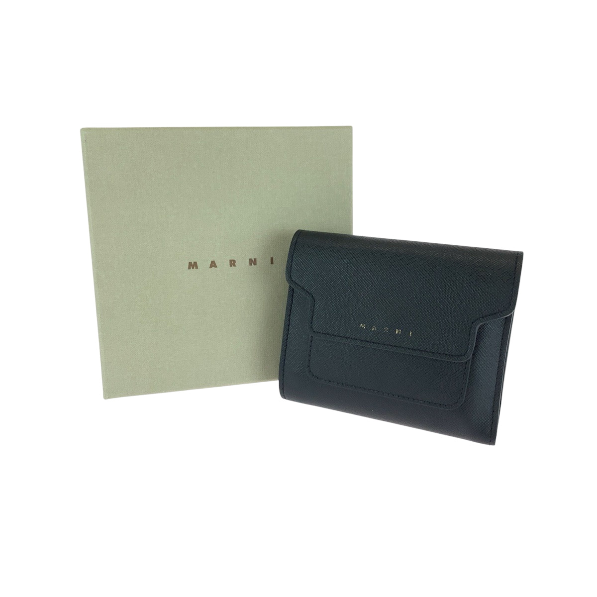 17206
MARNI マルニ サフィアーノ ブラック 黒 ゴールド金具 レザー PFMO0052U2 折財布 コンパクトウォレット  レディース AB9