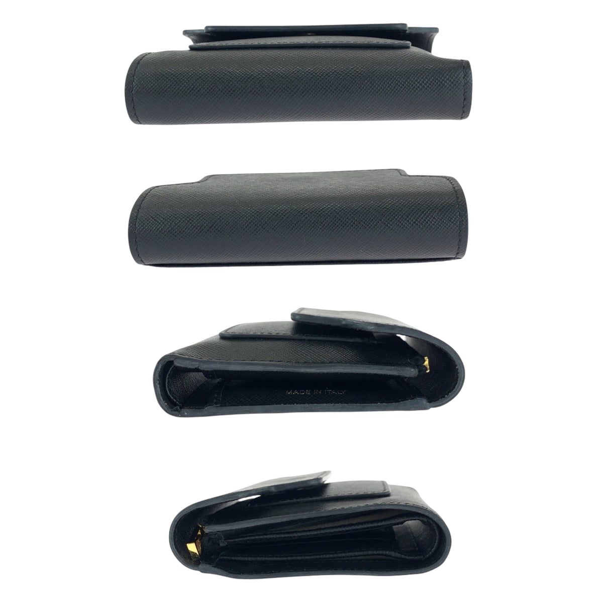 17206
MARNI マルニ サフィアーノ ブラック 黒 ゴールド金具 レザー PFMO0052U2 折財布 コンパクトウォレット  レディース AB9