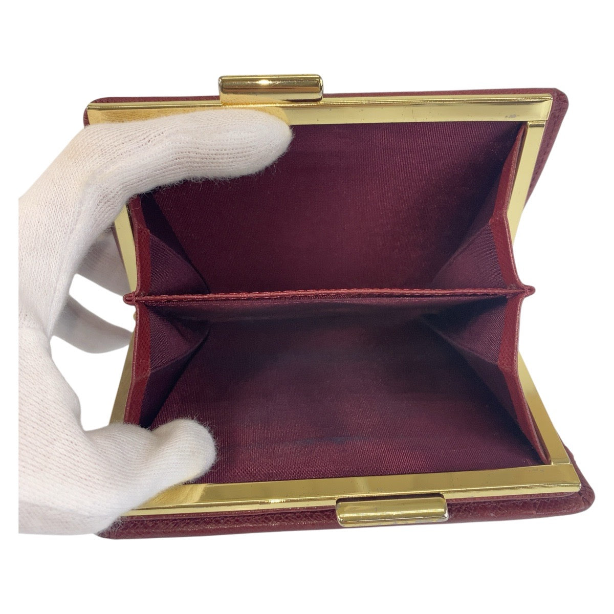 17207
BURBERRY バーバリー チェック柄 ベージュ ボルドー ゴールド金具 キャンバス / レザー 折財布 コンパクトウォレット  レディース
