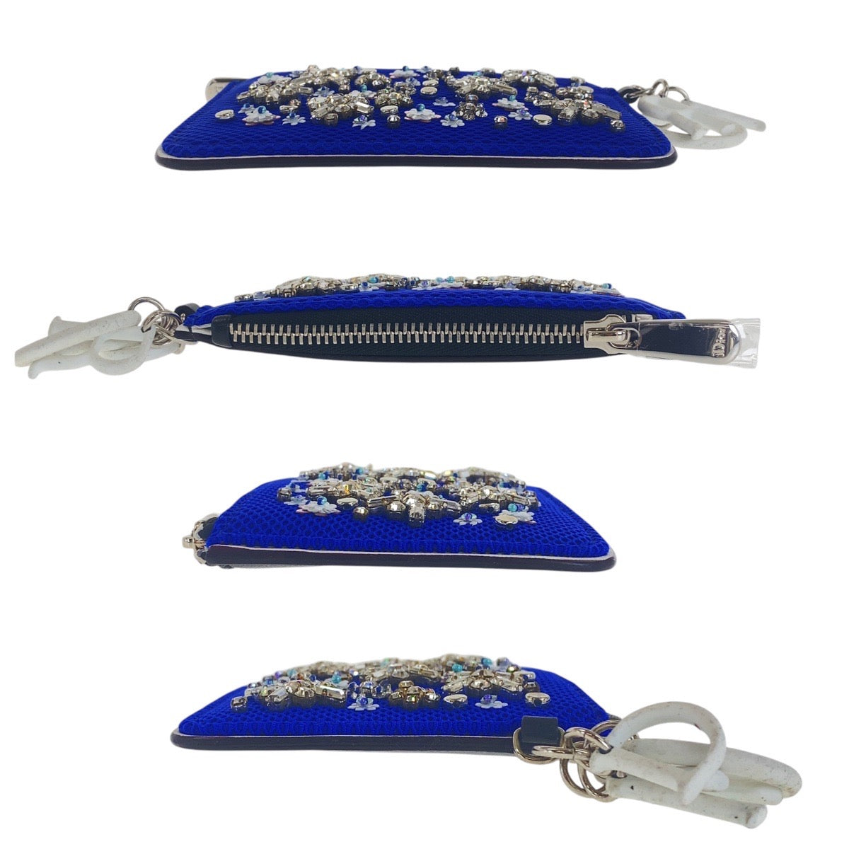 17212
Dior ディオール ビジュー ブルー ブラック シルバー金具 キャンバス / レザー / ビーズ コインケース カードケース   レディース