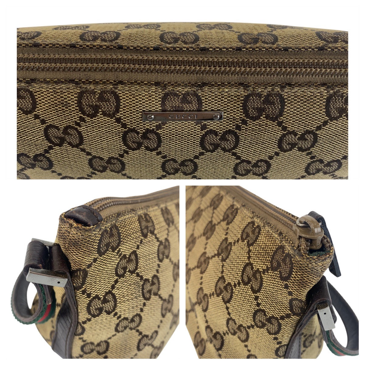 17213
GUCCI グッチ シェリーライン ベージュ ブラウン GGキャンバス 141809 ハンドバッグ アクセサリーポーチ  レディース