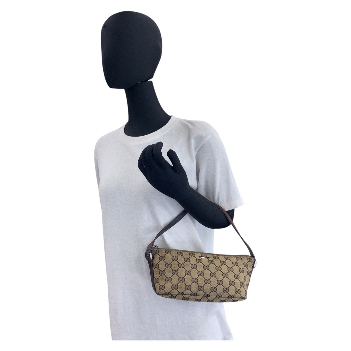 17213
GUCCI グッチ シェリーライン ベージュ ブラウン GGキャンバス 141809 ハンドバッグ アクセサリーポーチ  レディース