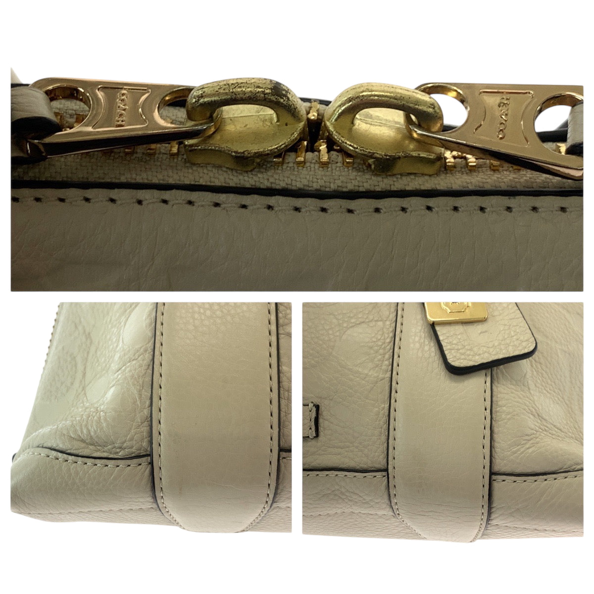 17219
COACH コーチ シグネチャー ホワイト ゴールド金具 レザー 30152 ショルダーバッグ ハンドバッグ  レディース AB5