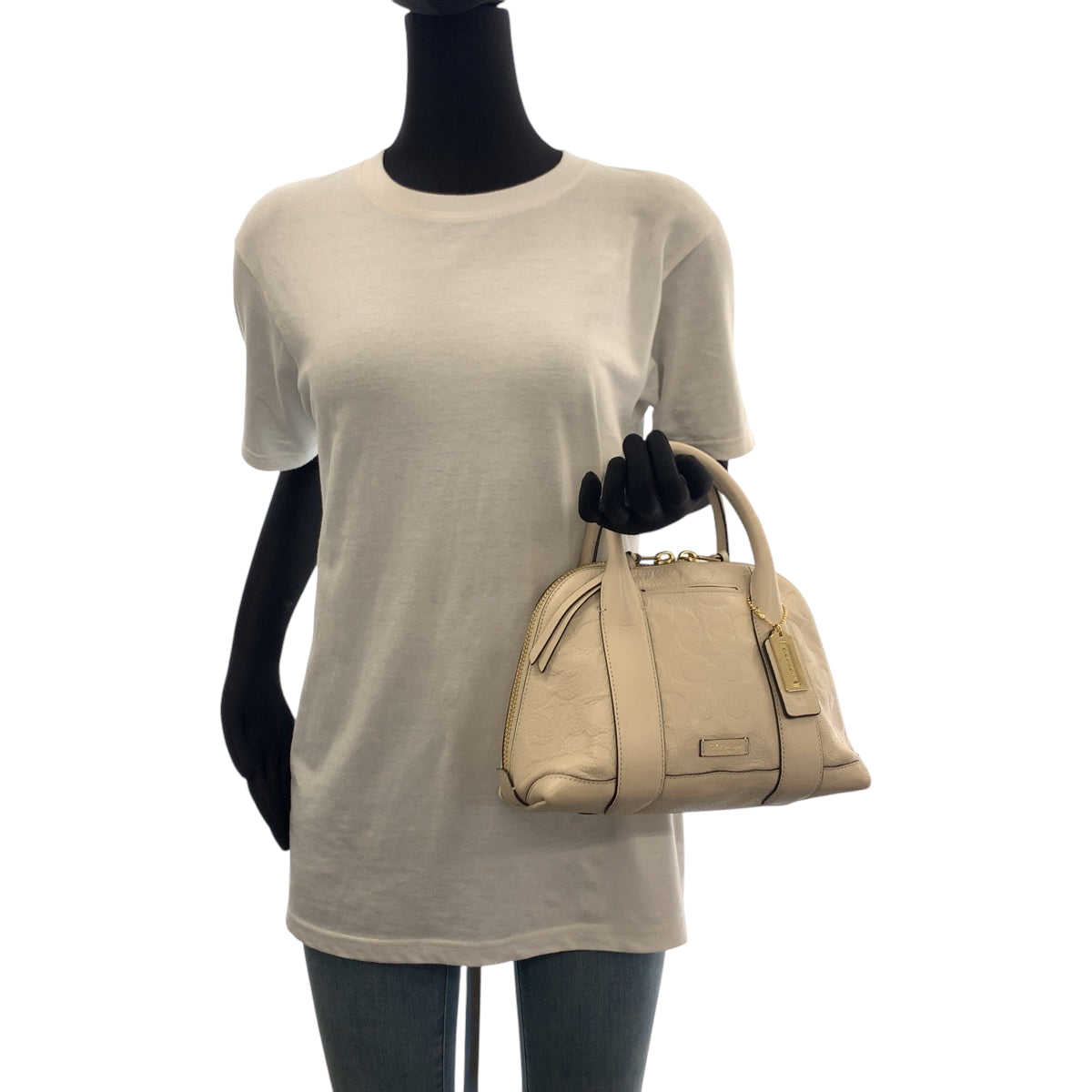 17219
COACH コーチ シグネチャー ホワイト ゴールド金具 レザー 30152 ショルダーバッグ ハンドバッグ  レディース AB5