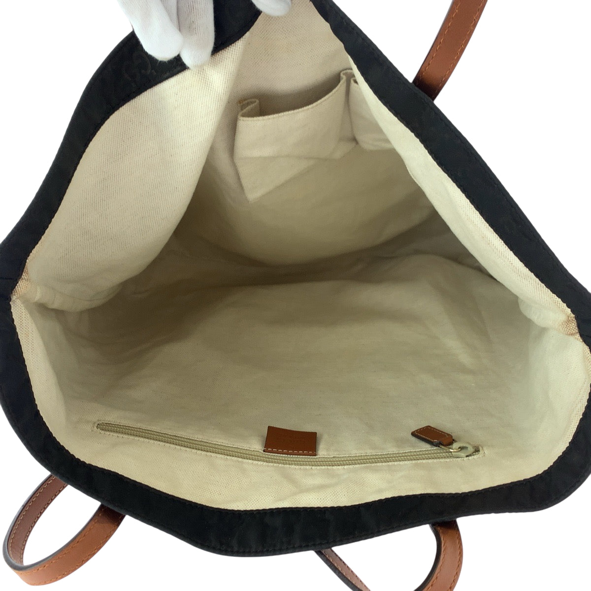 17220
GUCCI グッチ ブラウン ブラック ゴールド金具 ナイロン 524947 トートバッグ ショルダーバッグ  レディース AB14