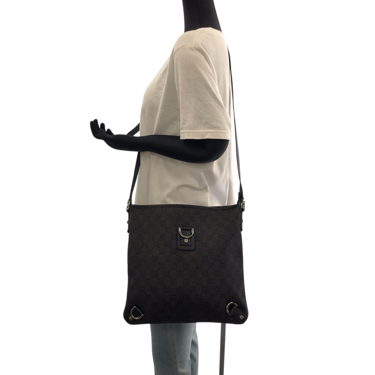 17221
GUCCI グッチ アビー ブラック 黒 シルバー金具 GGキャンバス 268642 ショルダーバッグ ポシェット  レディース ABP39