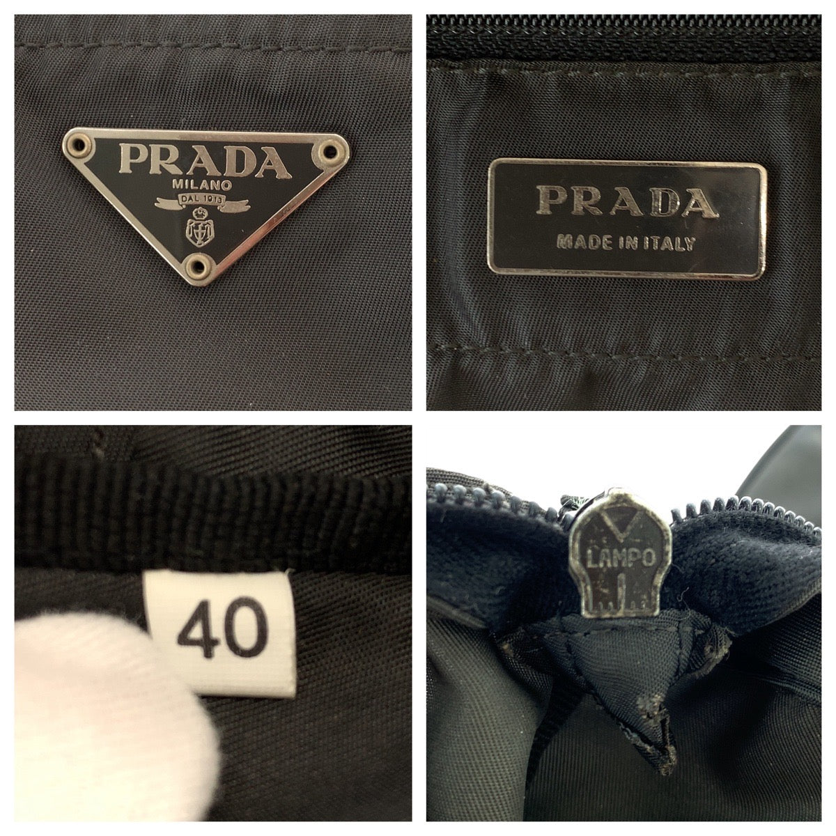 17223
PRADA プラダ テスート 三角ロゴプレート ブラック 黒 シルバー金具 ナイロン トートバッグ ショルダーバッグ  レディース