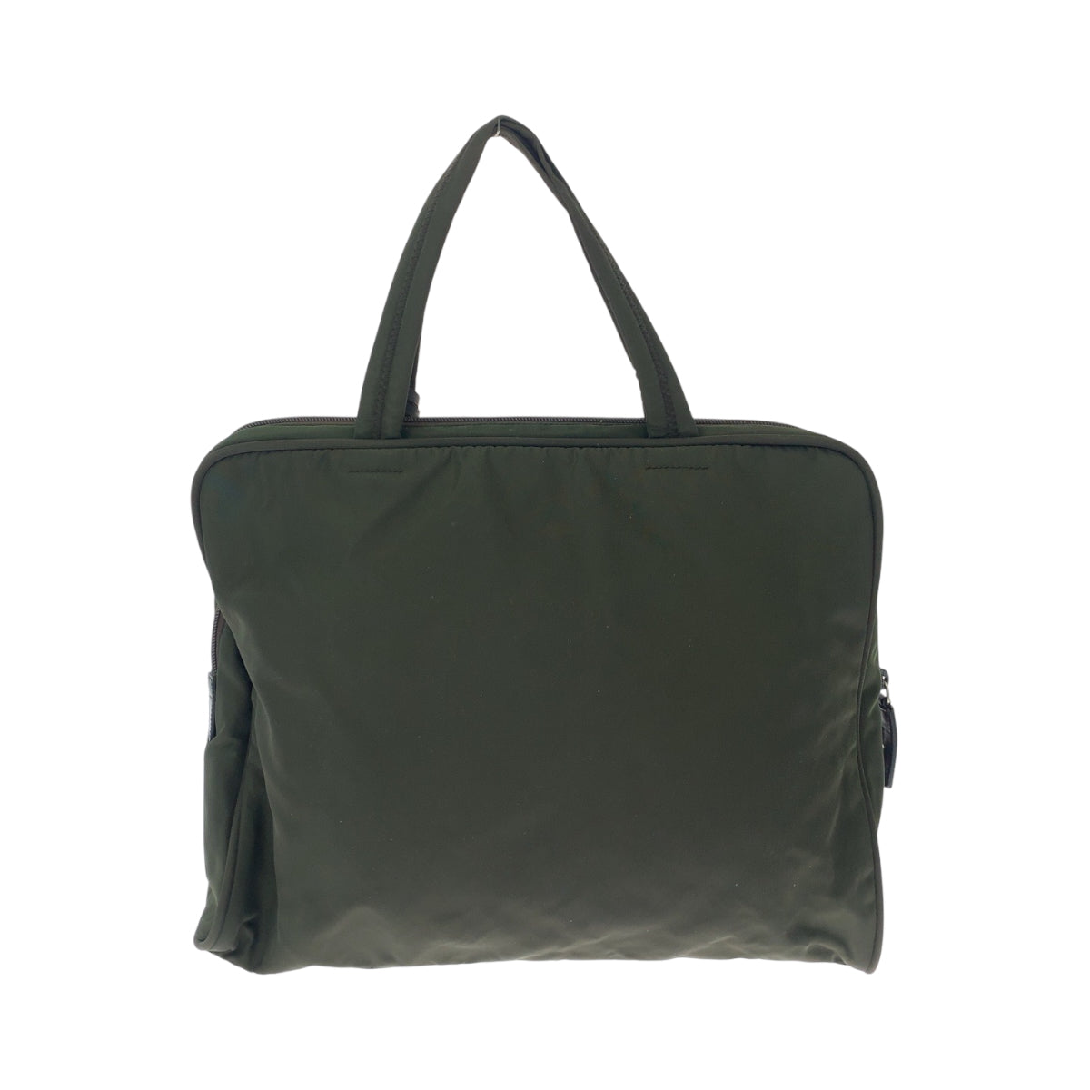 17224
PRADA プラダ テスート 三角ロゴプレート カーキ シルバー金具 ナイロン トートバッグ ハンドバッグ  レディース