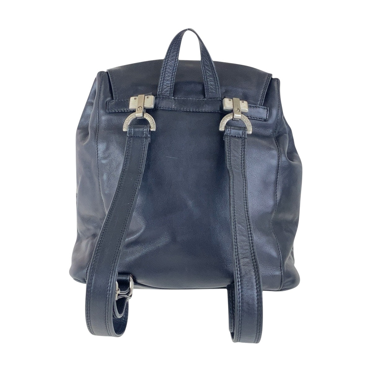 17225
VERSACE ヴェルサーチ ヴィンテージ メドゥーサ ブラック 黒 シルバー金具 レザー バックパック リュックサック 男女兼用  レディース ABP74