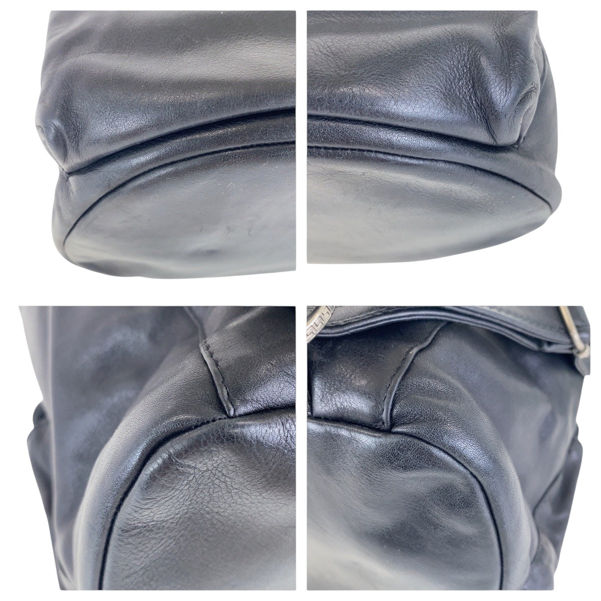 17225
VERSACE ヴェルサーチ ヴィンテージ メドゥーサ ブラック 黒 シルバー金具 レザー バックパック リュックサック 男女兼用  レディース ABP74