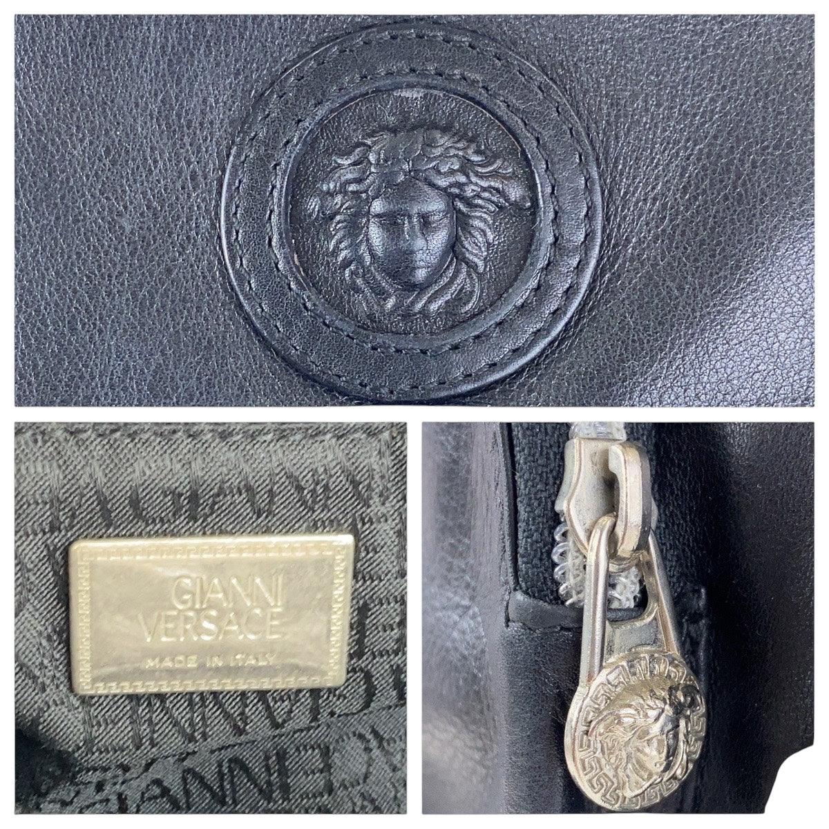 17225
VERSACE ヴェルサーチ ヴィンテージ メドゥーサ ブラック 黒 シルバー金具 レザー バックパック リュックサック 男女兼用  レディース ABP74