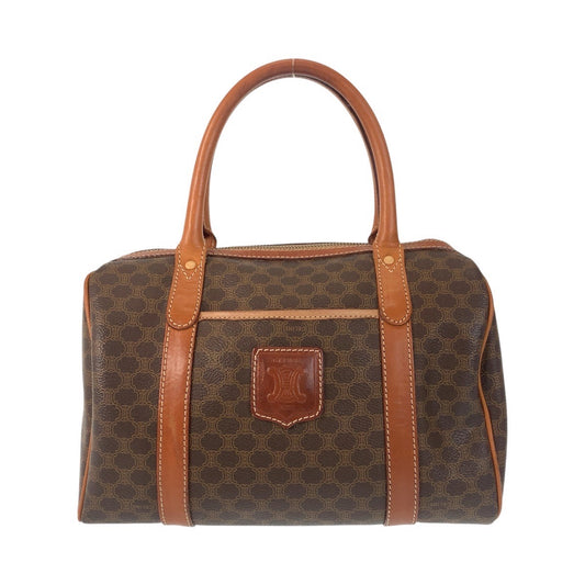 17226
CELINE セリーヌ ヴィンテージ マカダム ブラウン ゴールド金具 PVC / レザー ハンドバッグ ミニボストンバッグ  レディース AB33