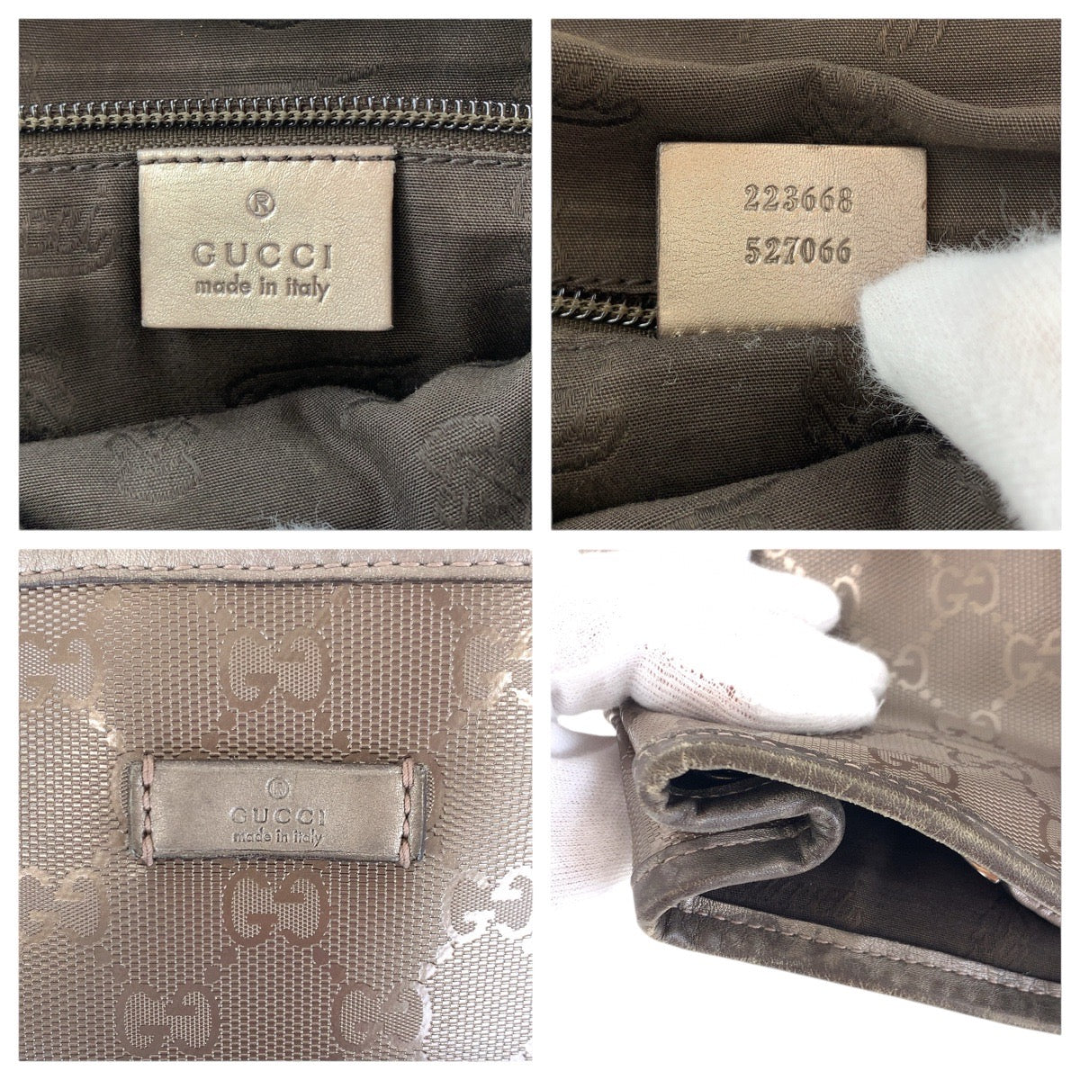17227
GUCCI グッチ GGインプリメ ブラウン シルバー金具 GGキャンバス / レザー 223668 トートバッグ ショルダーバッグ  レディース AB39