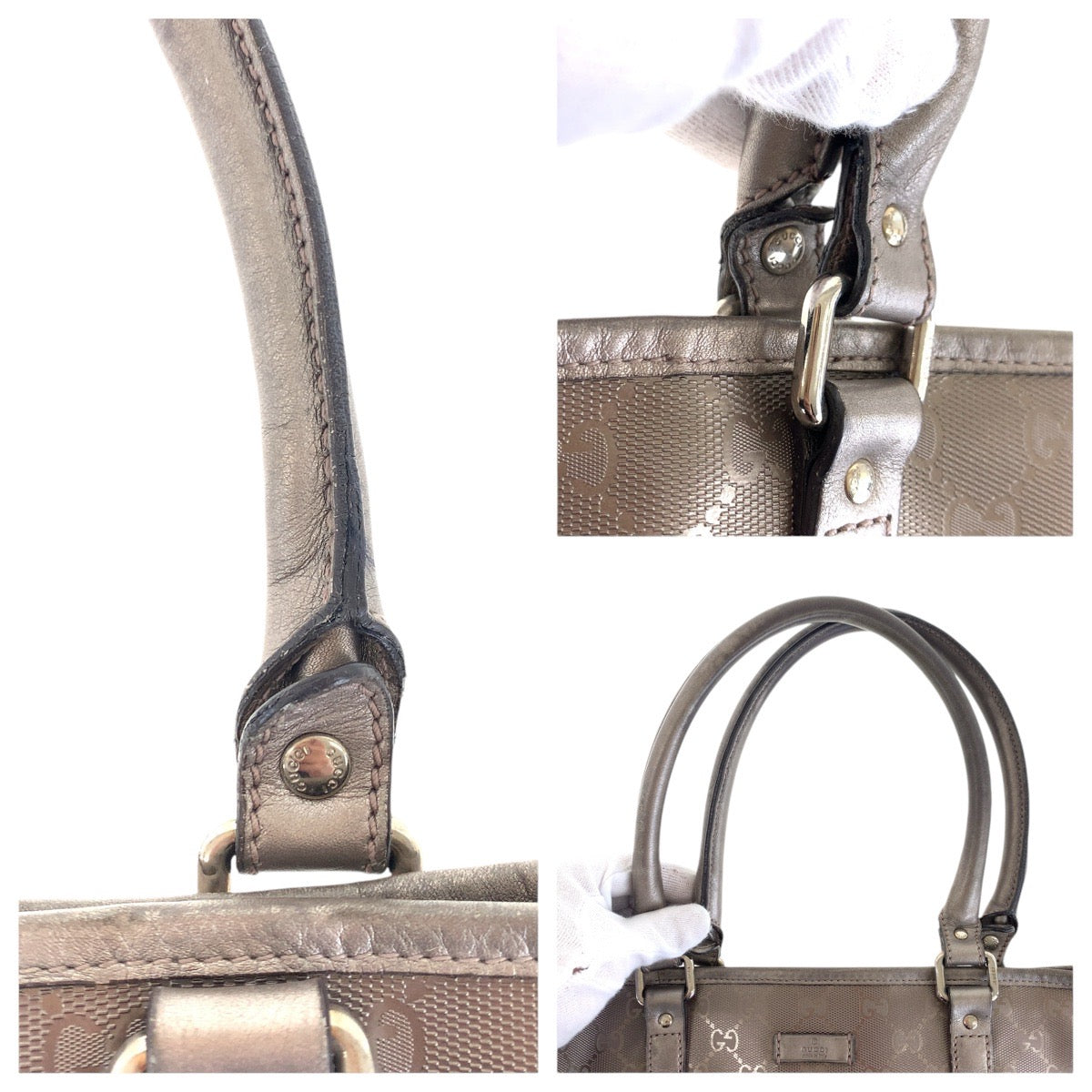 17227
GUCCI グッチ GGインプリメ ブラウン シルバー金具 GGキャンバス / レザー 223668 トートバッグ ショルダーバッグ  レディース AB39