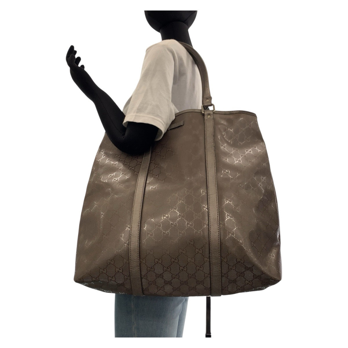 17227
GUCCI グッチ GGインプリメ ブラウン シルバー金具 GGキャンバス / レザー 223668 トートバッグ ショルダーバッグ  レディース AB39