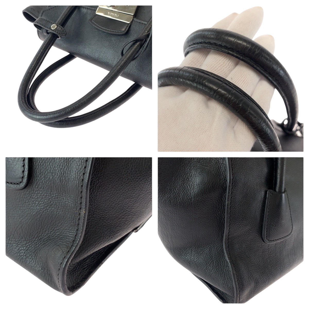 17231
PRADA プラダ ブラック 黒 シルバー金具 レザー BN2665 ハンドバッグ トートバッグ  レディース AB48