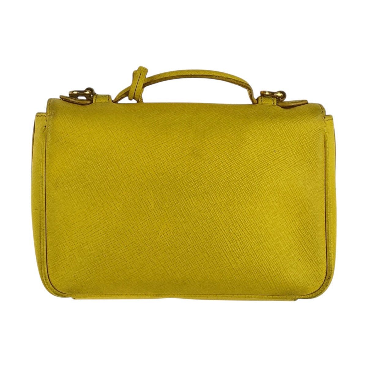 17233
PRADA プラダ サフィアーノ イエロー ゴールド金具 レザー ショルダーバッグ ハンドバッグ 2WAY レディース AB54