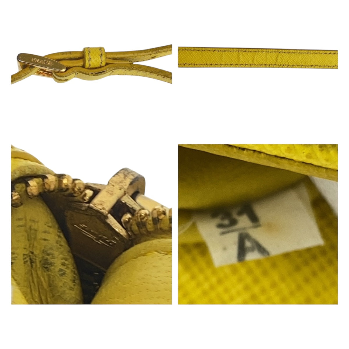 17233
PRADA プラダ サフィアーノ イエロー ゴールド金具 レザー ショルダーバッグ ハンドバッグ 2WAY レディース AB54