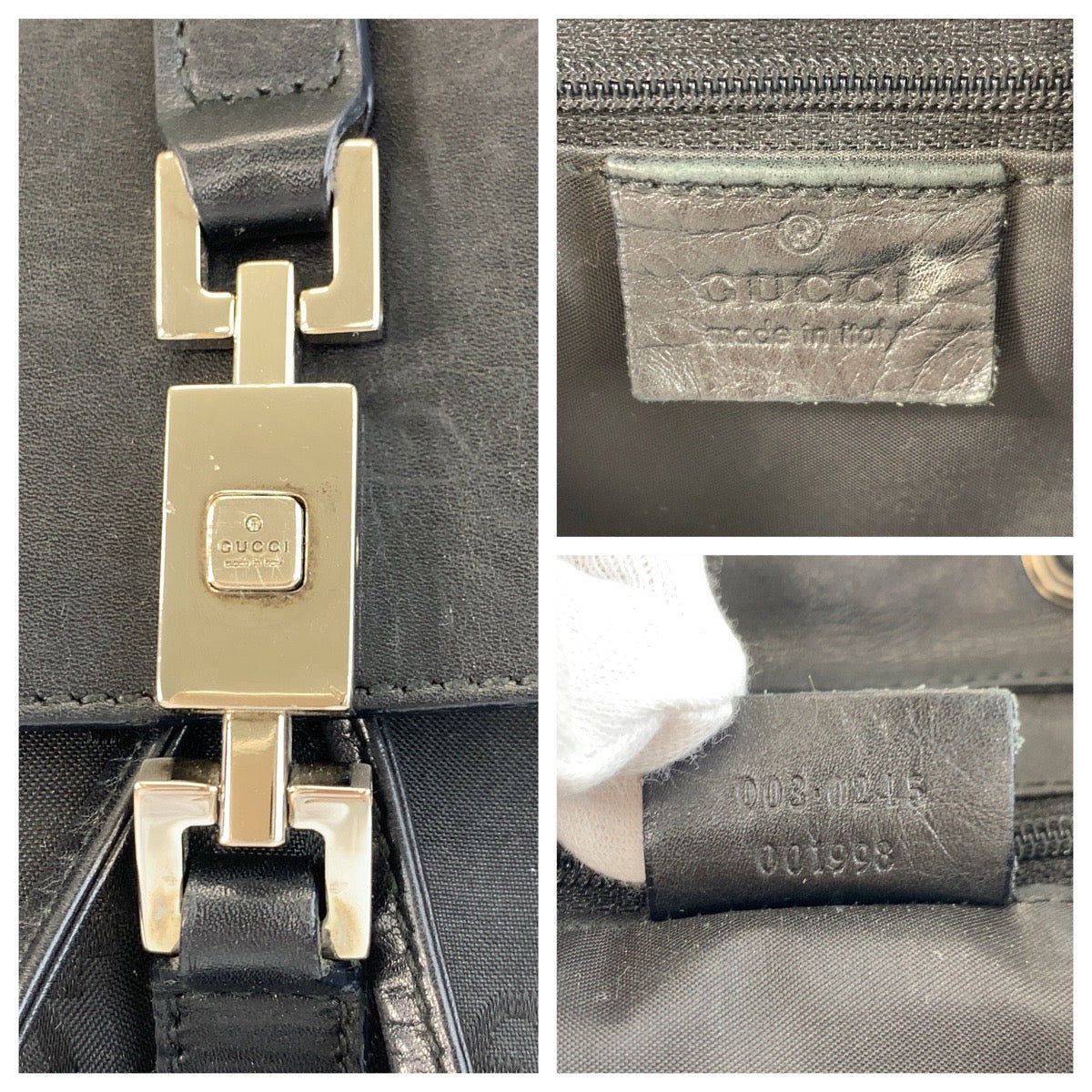 17234
GUCCI グッチ ジャッキー GG柄 ブラック 黒 シルバー金具 ナイロン / レザー 003 0245 バックパック リュックサック  レディース ABP54