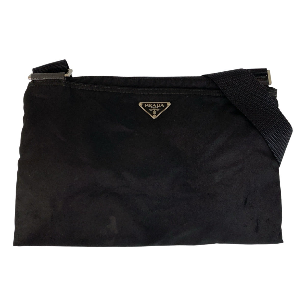 17235
PRADA プラダ テスート 三角ロゴプレート ブラック 黒 シルバー金具 ナイロン ショルダーバッグ メッセンジャーバッグ  レディース AB26