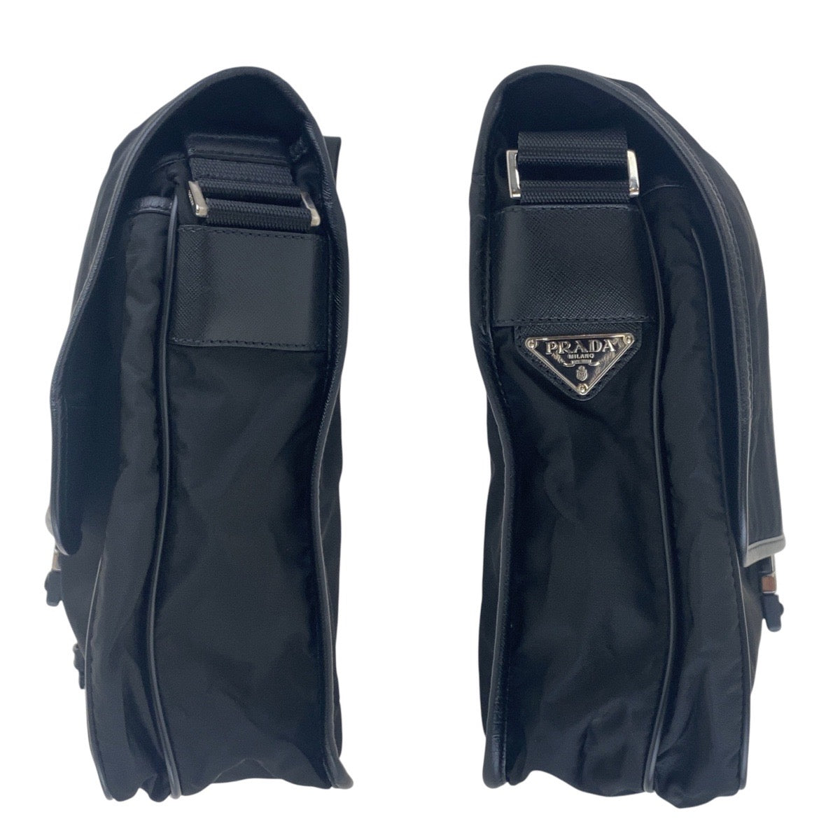 17236
PRADA プラダ テスート 三角ロゴプレート ブラック 黒 シルバー金具 ナイロン 斜め掛け ショルダーバッグ メッセンジャーバッグ 男女兼用  メンズ ABP43