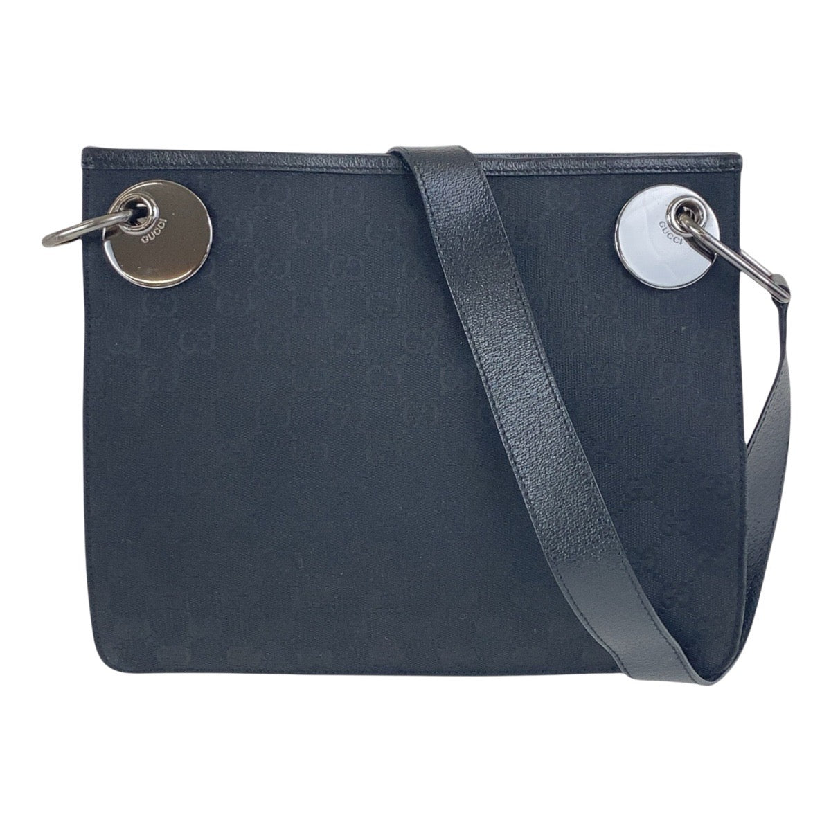 17237
GUCCI グッチ ブラック 黒 シルバー金具 GGキャンバス / レザー 120841 斜め掛け ショルダーバッグ  レディース ABP45