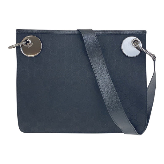 17237
GUCCI グッチ ブラック 黒 シルバー金具 GGキャンバス / レザー 120841 斜め掛け ショルダーバッグ  レディース ABP45