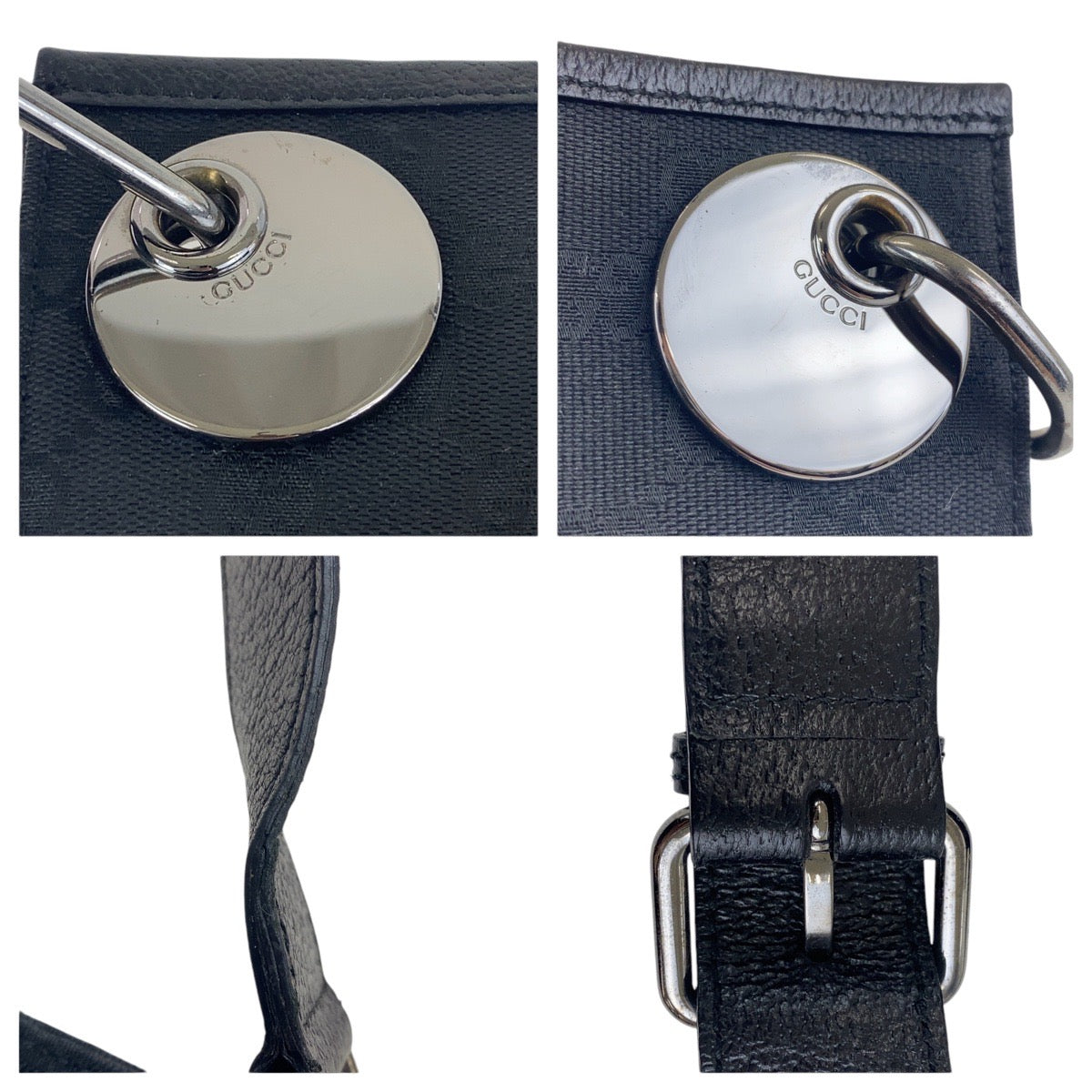 17237
GUCCI グッチ ブラック 黒 シルバー金具 GGキャンバス / レザー 120841 斜め掛け ショルダーバッグ  レディース ABP45