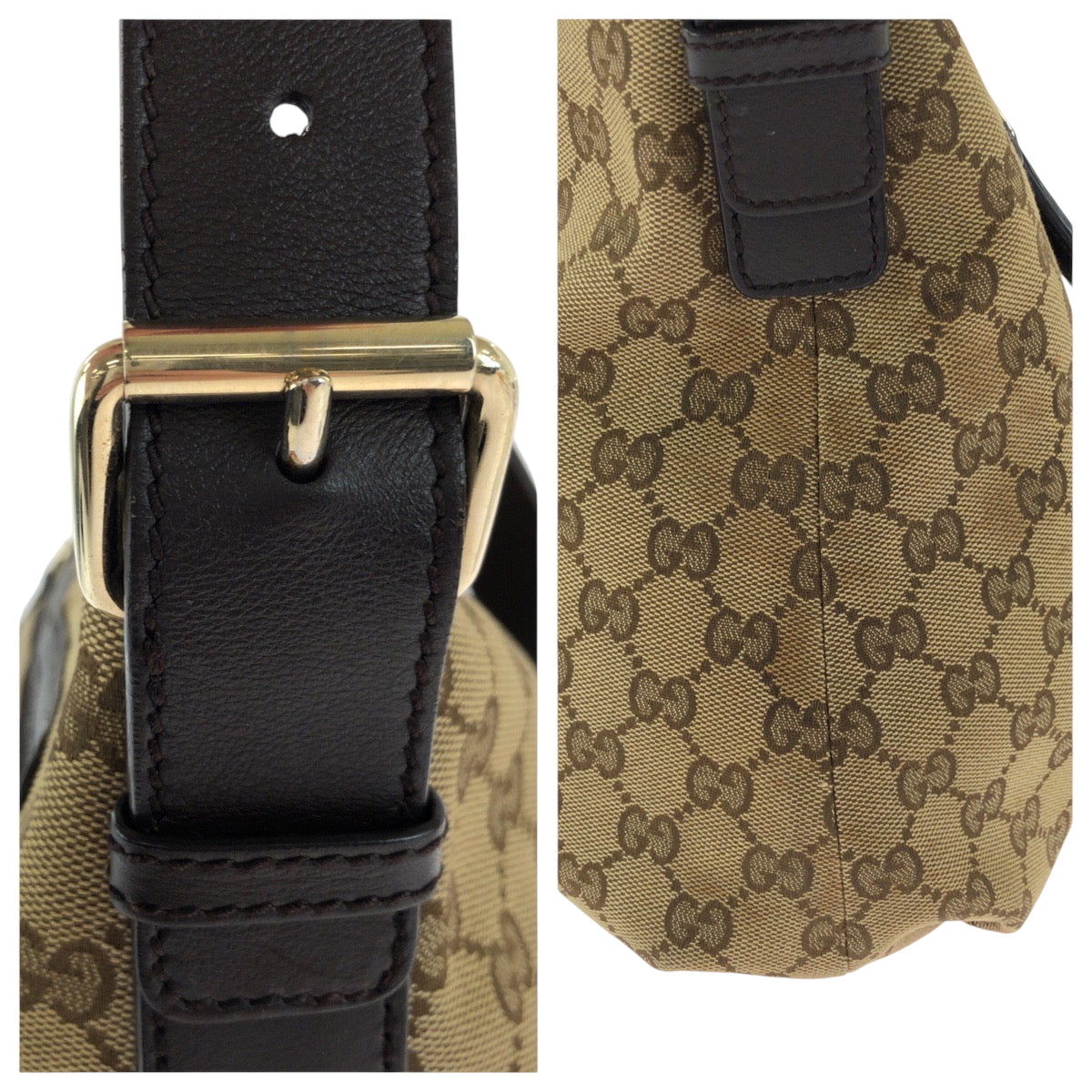 17239
GUCCI グッチ ダークブラウン ゴールド金具 GGキャンバス 388930 ショルダーバッグ 斜め掛け  レディース AB43