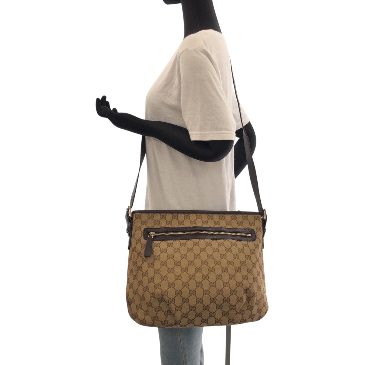 17239
GUCCI グッチ ダークブラウン ゴールド金具 GGキャンバス 388930 ショルダーバッグ 斜め掛け  レディース AB43