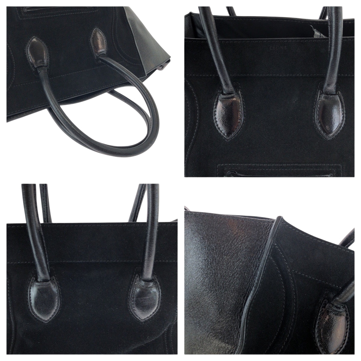 17241
CELINE セリーヌ ラゲージ ファントム ブラック 黒 ブラック金具 スウェード / レザー トートバッグ ハンドバッグ ショルダーバッグ レディース AB58