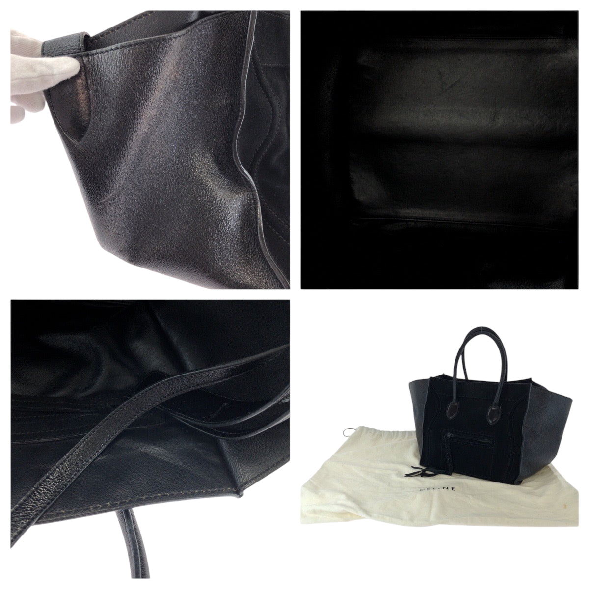 17241
CELINE セリーヌ ラゲージ ファントム ブラック 黒 ブラック金具 スウェード / レザー トートバッグ ハンドバッグ ショルダーバッグ レディース AB58