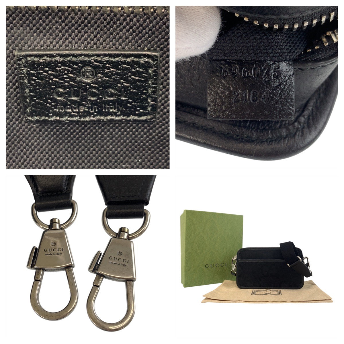 17243
GUCCI グッチ ジャンボGG ブラック 黒 シルバー金具 キャンバス / レザー 696075 ショルダーバッグ ポシェット 男女兼用  メンズ A120