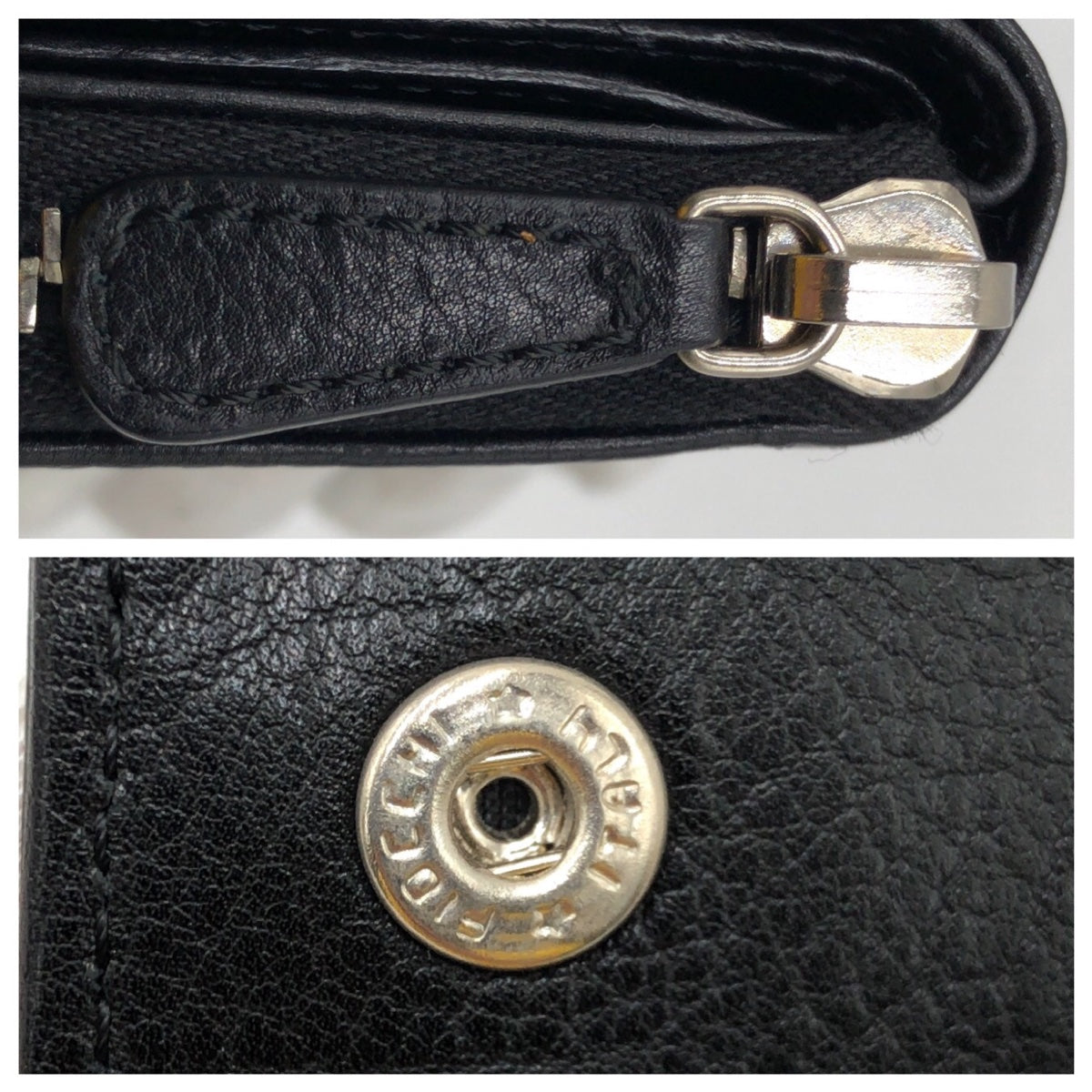 17244
MIUMIU ミュウミュウ ブラック 黒 シルバー金具 レザー 二つ折り財布 折財布 コンパクトウォレット レディース A30