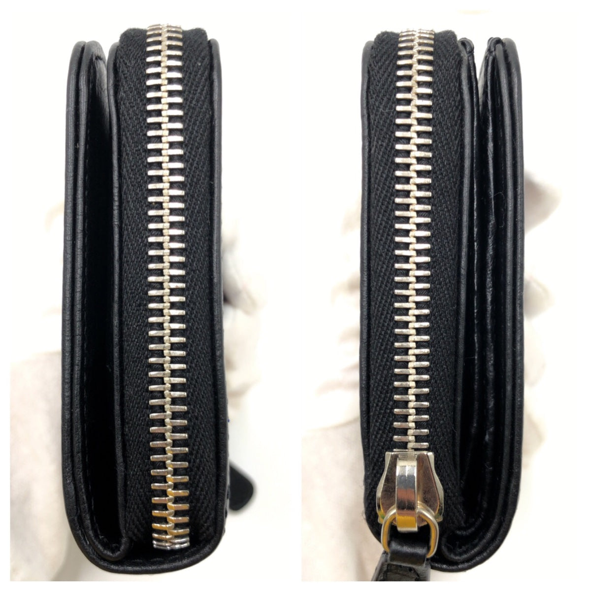 17244
MIUMIU ミュウミュウ ブラック 黒 シルバー金具 レザー 二つ折り財布 折財布 コンパクトウォレット レディース A30