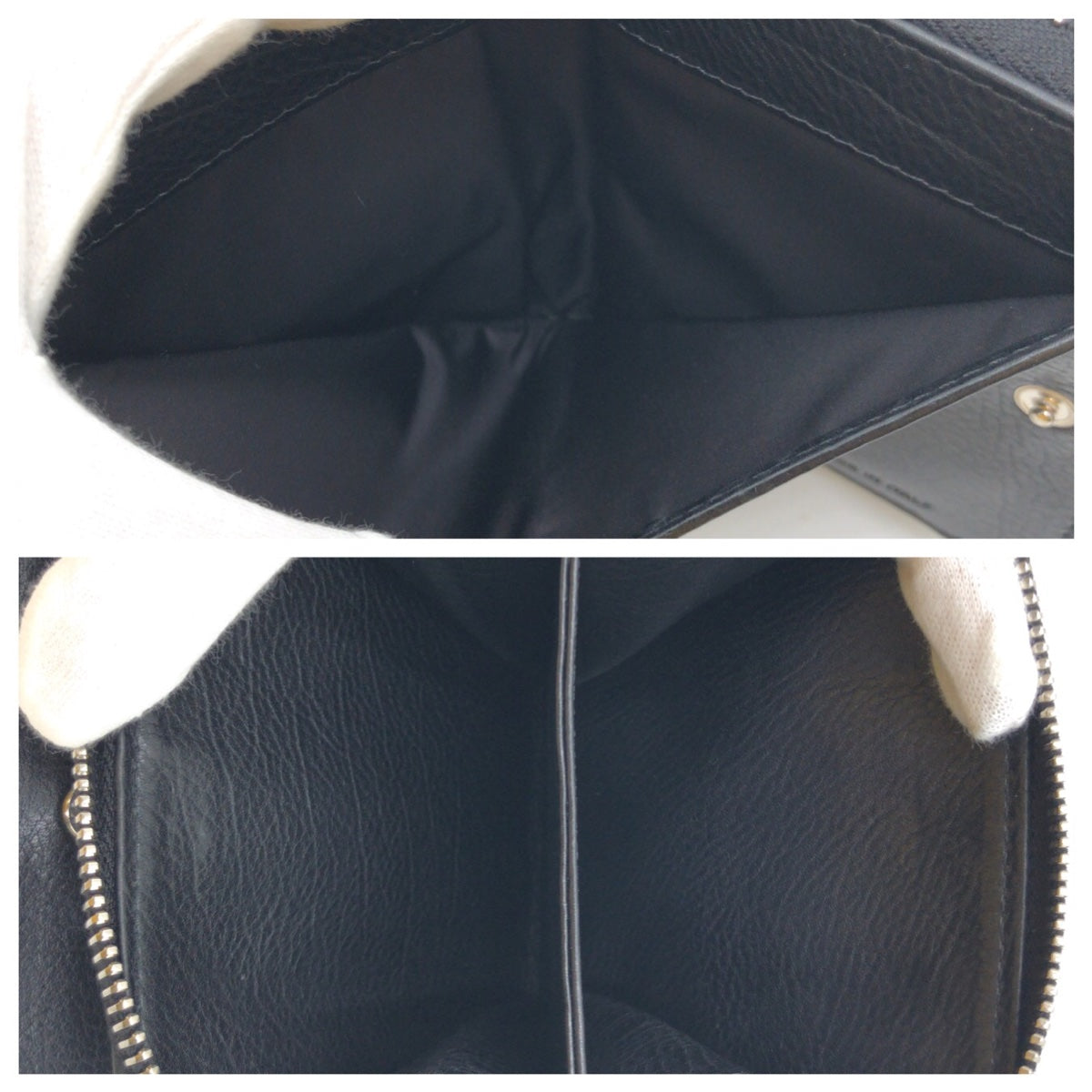 17244
MIUMIU ミュウミュウ ブラック 黒 シルバー金具 レザー 二つ折り財布 折財布 コンパクトウォレット レディース A30