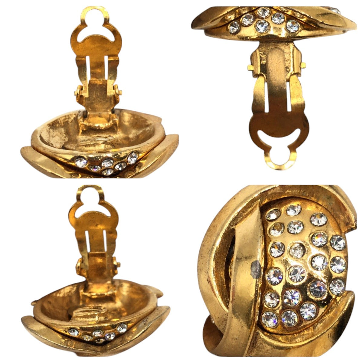 17247
CHANEL シャネル ヴィンテージ ココマーク ゴールド メタル / ラインストーン イヤリング レディース ABP52